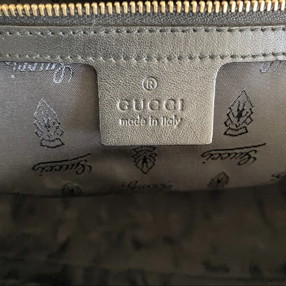 GUCCI Black Patent leather buckle bow Large Tote Bag